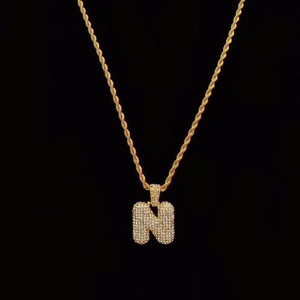 18K Gold Custom Bubble Letters Necklace