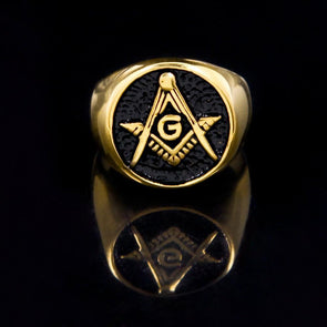 18K Gold Freemasonry Ring