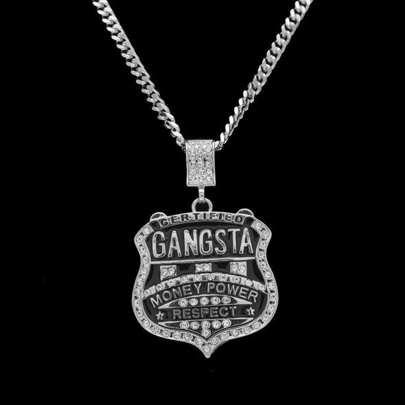 18K Gold Gangsta Badge Necklace