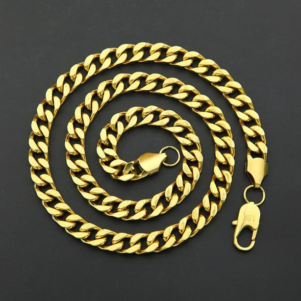 18K Gold 9MM Curb Chain