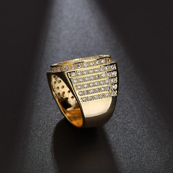 18K Gold Iced Crown Ring