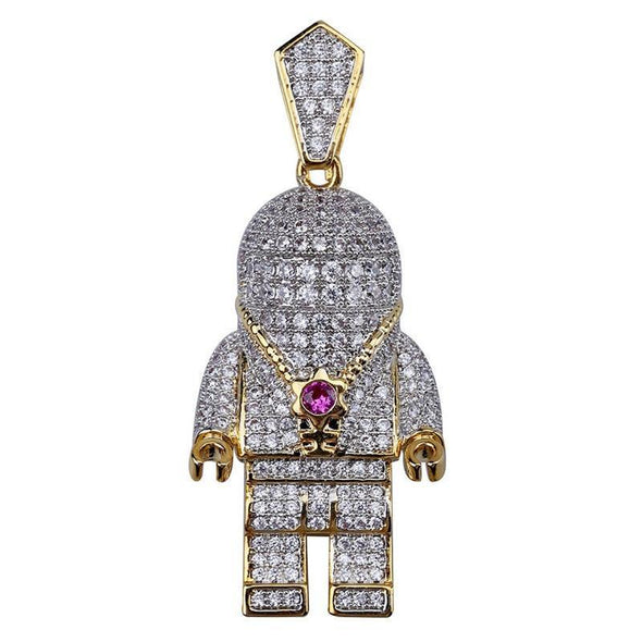 18K Gold Iced Astronaut Necklace