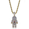 18K Gold Iced Astronaut Necklace