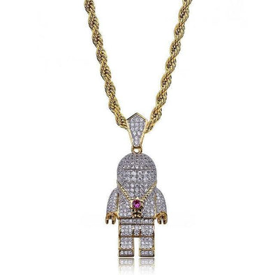 18K Gold Iced Astronaut Necklace