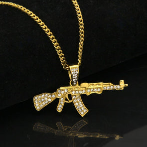 18K Gold AK47 Necklace