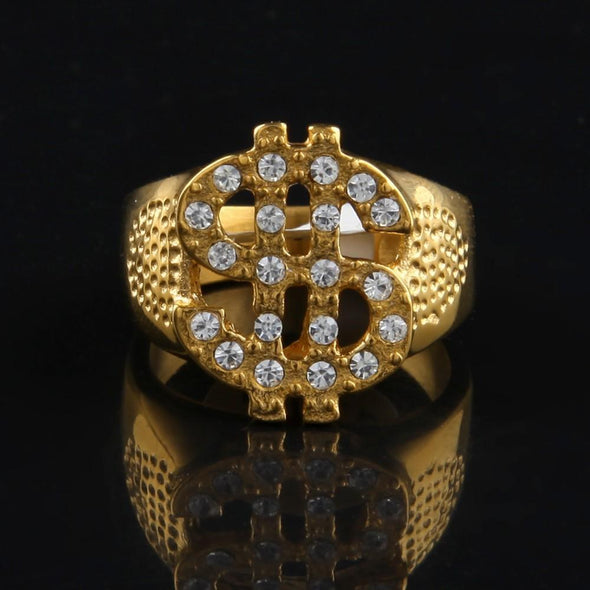 18K Gold Dollar Bling Ring