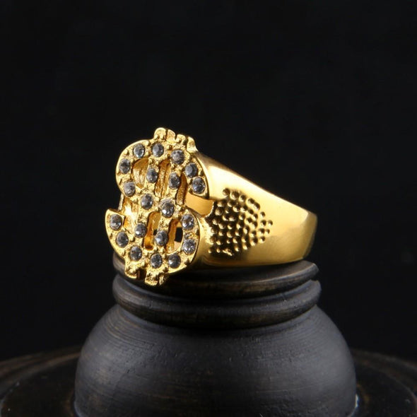 18K Gold Dollar Bling Ring