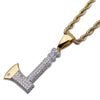 18K Gold Iced Axe Necklace