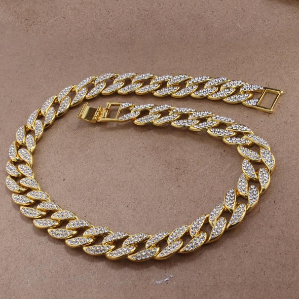 18K Gold 15MM Diamond Cuban Link Choker