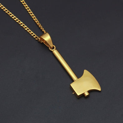 18K Gold Axe Necklace