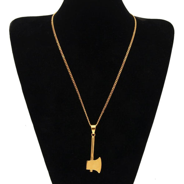 18K Gold Axe Necklace