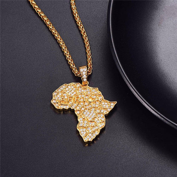 18K Gold Africa Continent Necklace