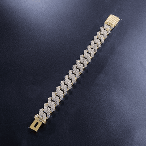 18K Gold 17MM Diamond Cutler Bracelet