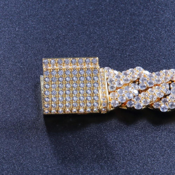 18K Gold 17MM Diamond Cutler Bracelet