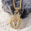 18K Gold Crowned Lion Necklace