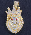 18K Gold Crowned Lion Necklace